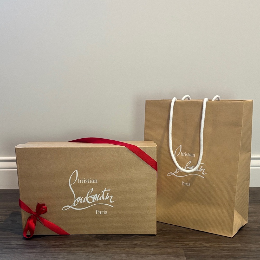 Christian Louboutin Box with Red Ribbon and Bag